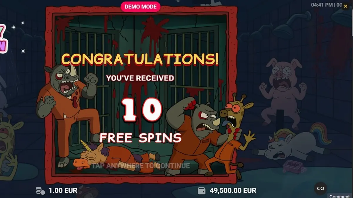Tampilan visual slot Happy Prison dengan karakter unik dan tema penjara kartun